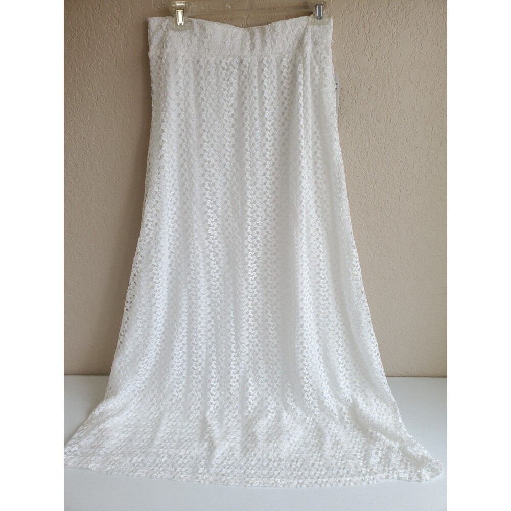 Elizabeth & Nicole Maxi Skirt Cottage Core Romantic Whimsical Fairy Lace White S